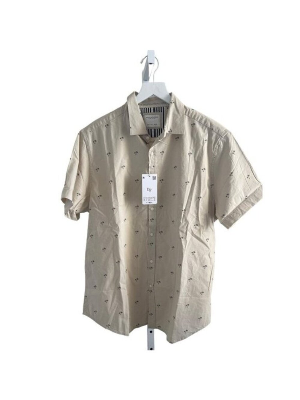 Denim & Flower Palm Print Button Down Shirt